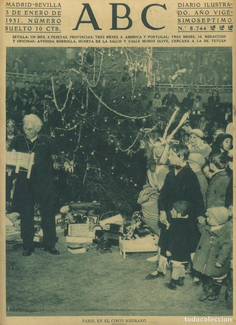Coleccionismo de Revistas y Peri&oacute;dicos: PERIODICO ABC MADRID-SEVILLA 3 DE ENERO DE 1931 N&ordm; 8744 PARIS. EN EL CIRCO MEDRANO. A-ABC-0048 ,2