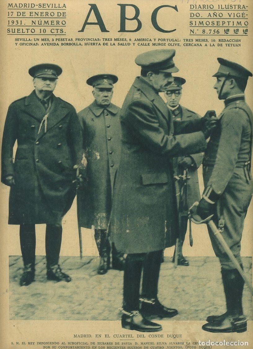 Coleccionismo de Revistas y Peri&oacute;dicos: PERIODICO ABC MADRID-SEVILLA 17 DE ENERO DE 1931 MADRID. CUARTEL DEL CONDE DUQUE. A-ABC-0055