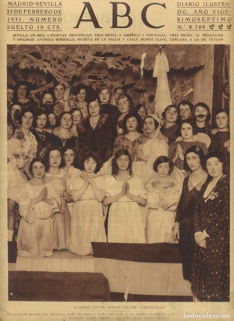 Coleccionismo de Revistas y Peri&oacute;dicos: PERIODICO ABC MADRID-SEVILLA 25 DE FEBRERO DE 1931 N&ordm;8789 MADRID.SINDICATO DE APRENDIZAS.A-ABC-0068