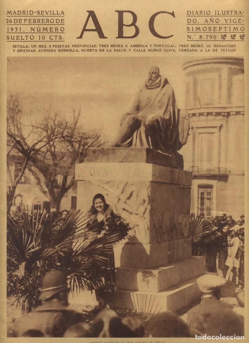 Coleccionismo de Revistas y Peri&oacute;dicos: PERIODICO ABC MADRID-SEVILLA 26 DE FEBRERO DE 1931 N&ordm; 8790 MISS ESPA&Ntilde;A EN CUIDAD REAL. A-ABC-0069