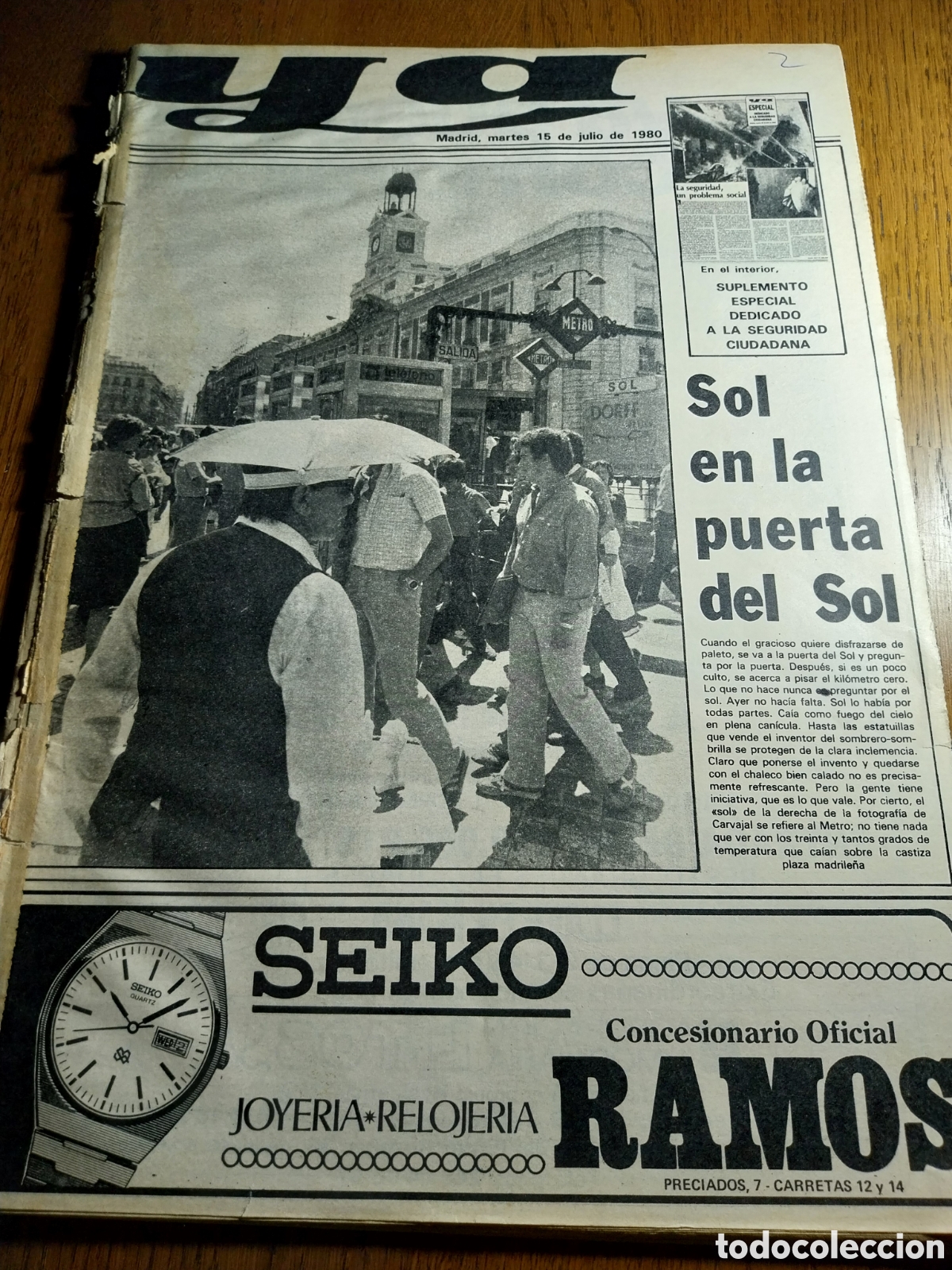 Collezionismo di Riviste e Giornali: YA 1980 SOL EN LA PUERTA DEL SOL . ESPECIAL DEDICADO A LA SEGURIDAD CIUDADANA.