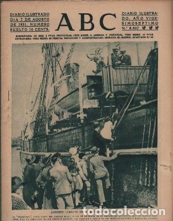Coleccionismo de Revistas y Peri&oacute;dicos: PERIODICO ABC MADRID-SEVILLA 7 DE AGOSTO DE 1931 N&ordm;8907 LONDRES. LLEGADA DE UN BARCO.A-ABC-0081 ,2
