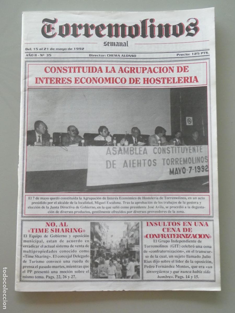 Collezionismo di Riviste e Giornali: REVISTA PERI&Oacute;DICO. SEMANAL DE TORREMOLINOS. A&Ntilde;O II 35. MAYO 1992. ACTUALIDAD POL&Iacute;TICO SOCIAL. 100GR