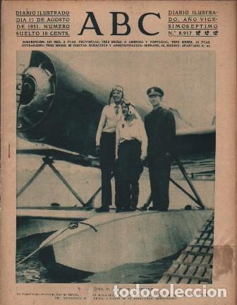 Coleccionismo de Revistas y Peri&oacute;dicos: PERIODICO ABC MADRID-SEVILLA 20 DE AGOSTO DE 1931 N&ordm;8917 WASHINGTON.VIAJE DE LINDBERGH.A-ABC-0088 ,2