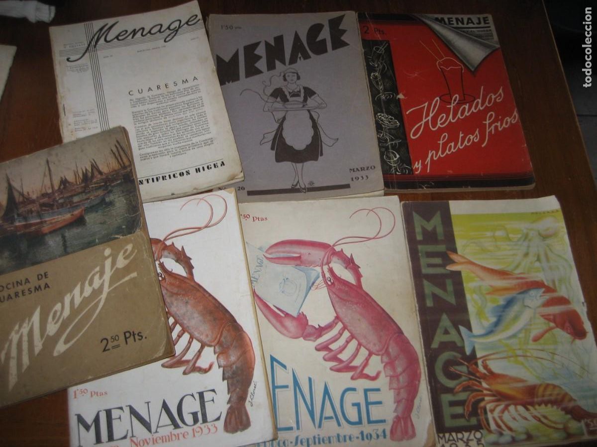 Sammeln von Zeitschriften und Zeitungen: 7 revistas de cocina menage - n&ordm; 33 - 126 -50-44-62-34-134 a&ntilde;os 1933 - 42 -36 -34 -35 41