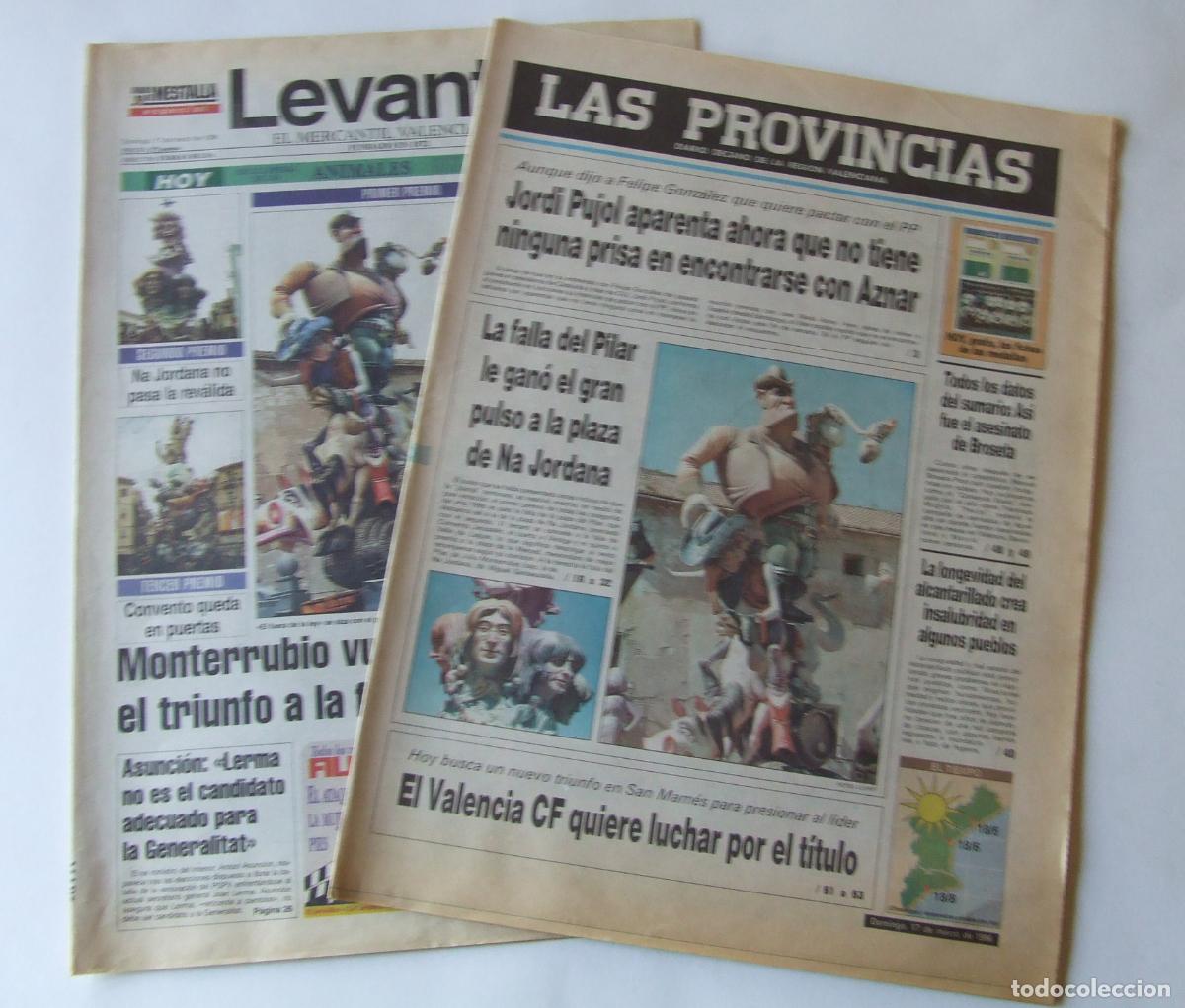 Coleccionismo de Revistas y Peri&oacute;dicos: 2 PERIODICOS LAS PROVINCIAS LEVANTE FALLA BEATLES NA JORDANA VALENCIA