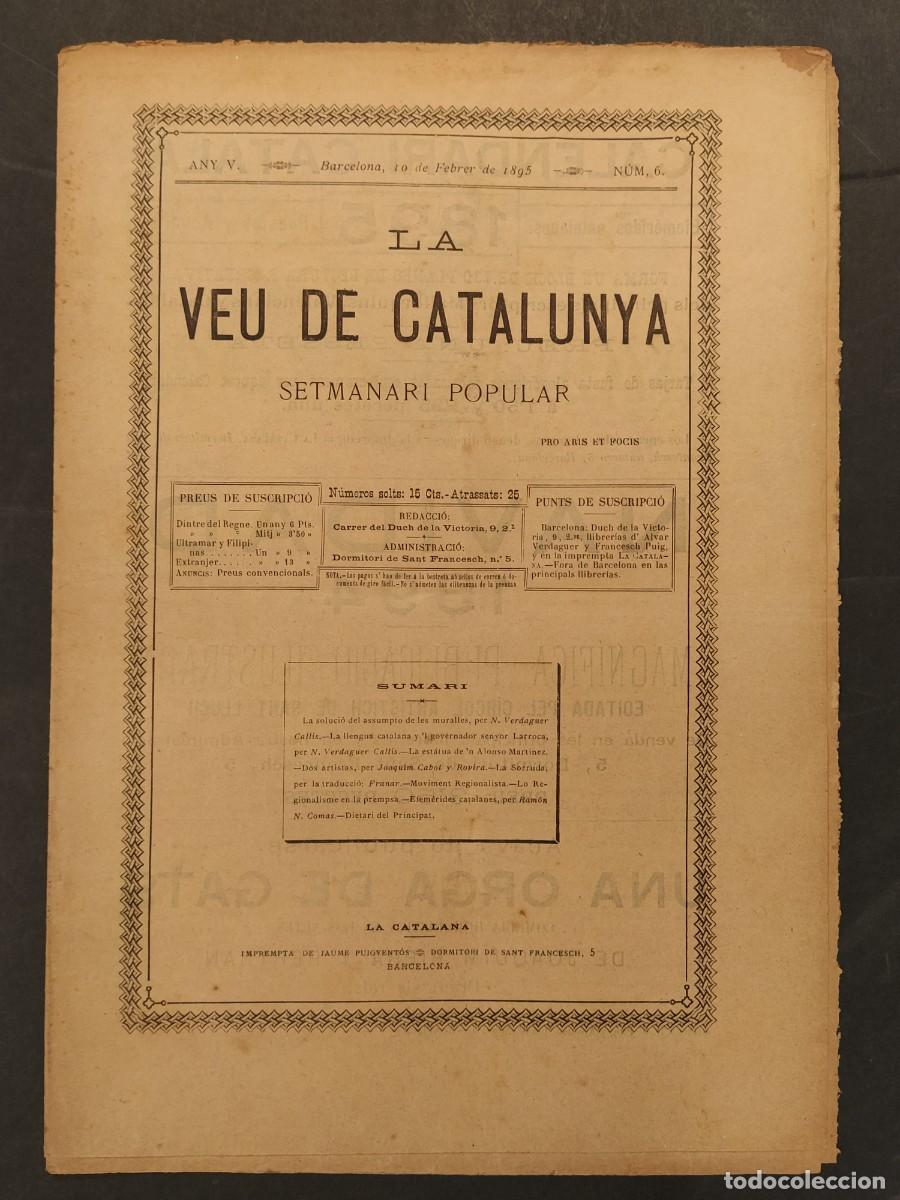 Collezionismo di Riviste e Giornali: LA VEU DE CATALUNYA - NUMERO 6 ANY 1895 - REVISTA ANTIGA ORIGINAL -VEURE FOTOS