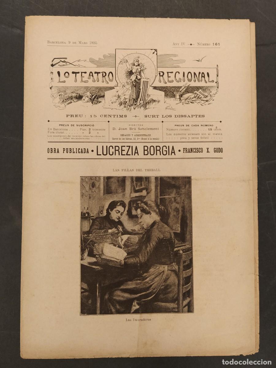Coleccionismo de revistas y peri&oacute;dicos: LO TEATRO REGIONAL - NUMERO 161 ANY 1895 -DAURADORAS-PONT SUSQUEDA ETC - REVISTA ANTIGA ORIGINAL