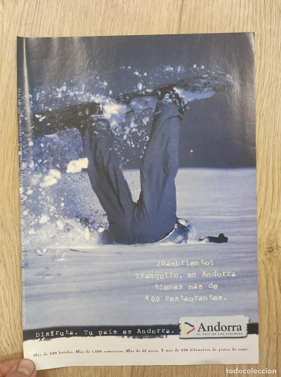 Coleccionismo de Revistas y Peri&oacute;dicos: HOJA PUBLICIDAD REVISTA ORIGINAL VINTAGE. DISFRUTA DE TU PAIS, ANDORRA PIRINEOS, ESQUI
