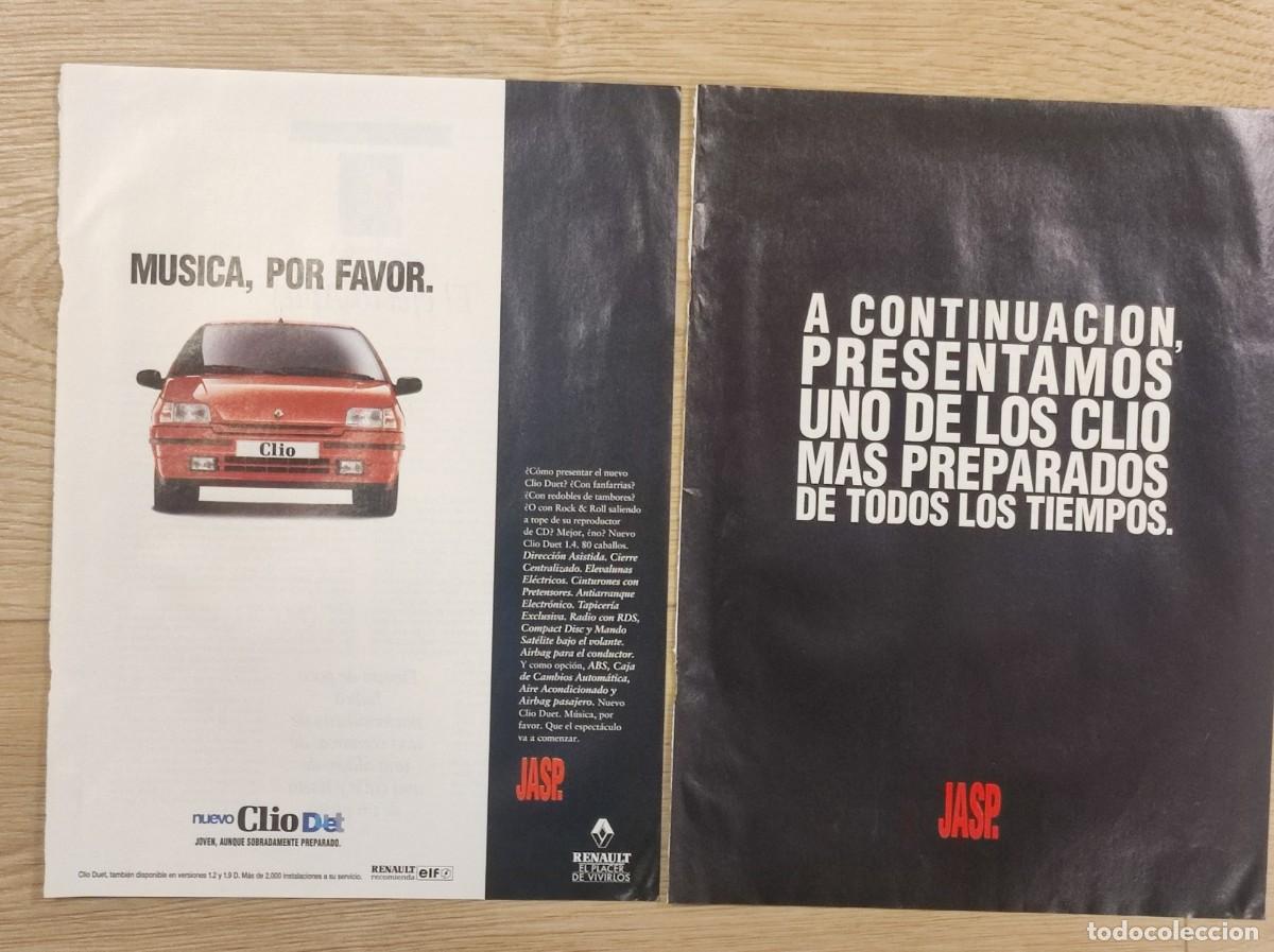 Coleccionismo de Revistas y Peri&oacute;dicos: 2 HOJAS PUBLICIDAD REVISTA ORIGINAL VINTAGE. JASP, RENAULT CLIO DUET. ROJO