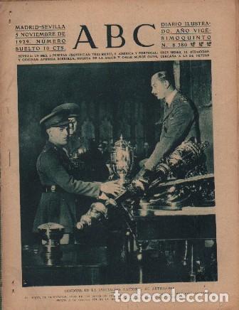 Coleccionismo de Revistas y Peri&oacute;dicos: PERIODICO ABC MADRID-SEVILLA 5 DE NOVIEMBRE DE 1929 N&ordm;8390 LONDRES. ASOCIACION ARTILLERIA.A-ABC-0129
