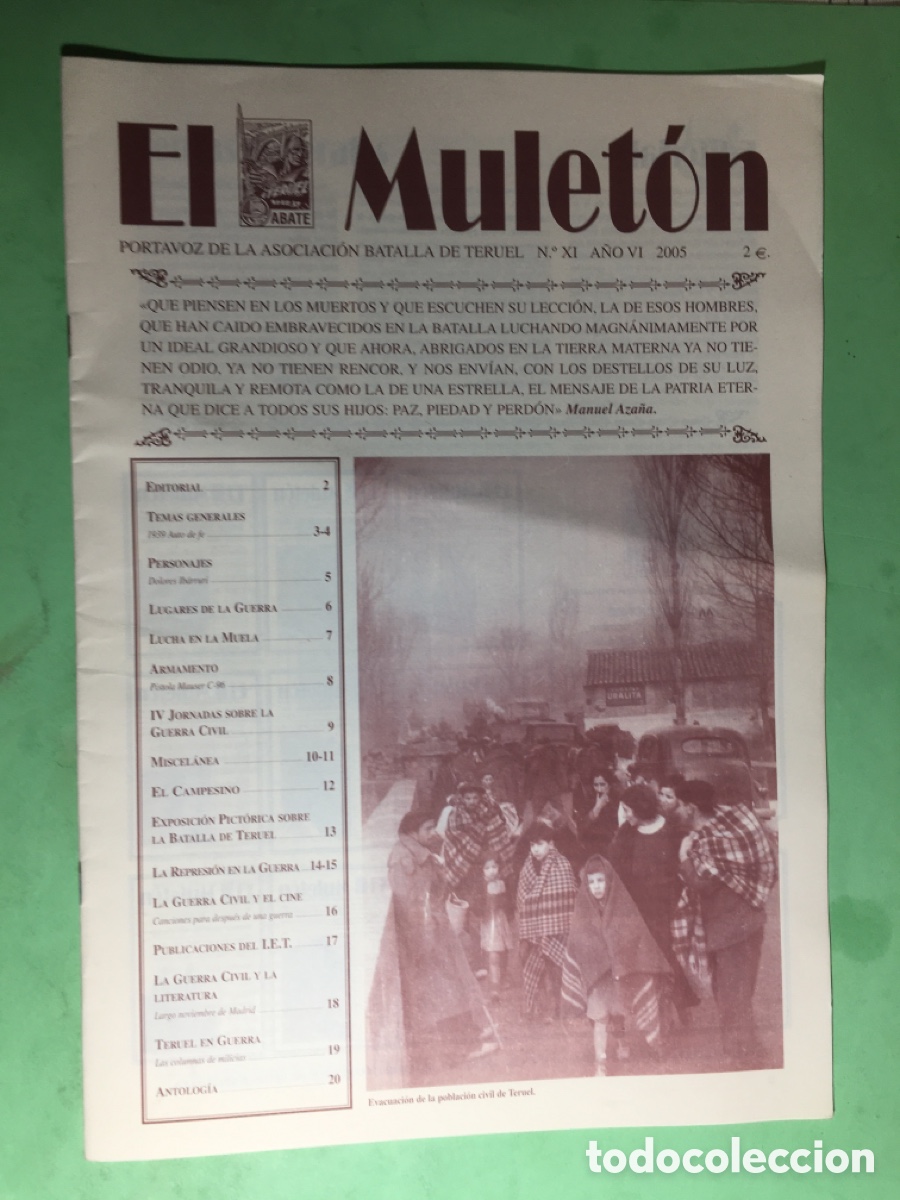 Coleccionismo de revistas y peri&oacute;dicos: 2005 N&Uacute;MERO 11 &lsquo;&rsquo;EL MULET&Oacute;N&rsquo;&rsquo; PORTAVOZ DE LA ASOCIACI&Oacute;N DE LA BATALLA DE TERUEL (ABATE)
