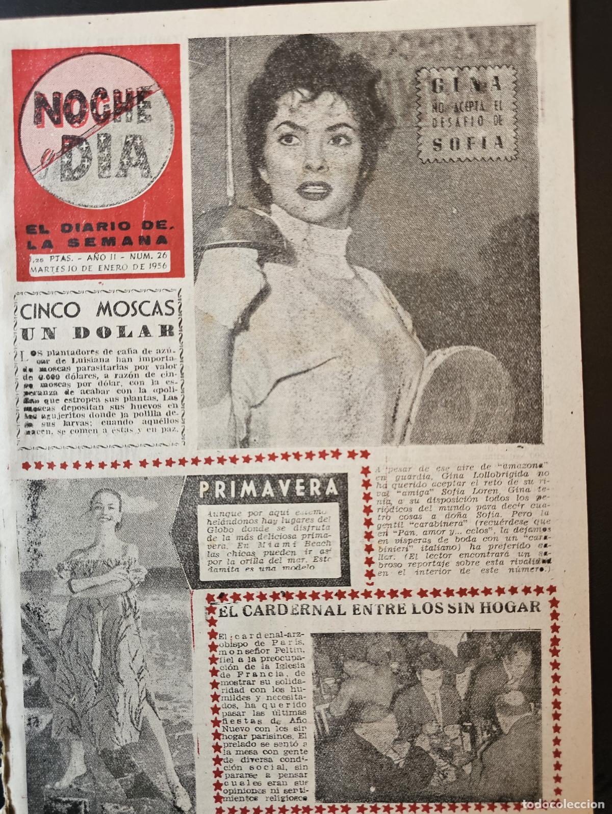 Coleccionismo de Revistas y Peri&oacute;dicos: REVISTA NOCHE Y DIA 1956 - GINA LOLLOBRIGIDA - SILVANA PAMPANINI - SOPHIA LOREN -