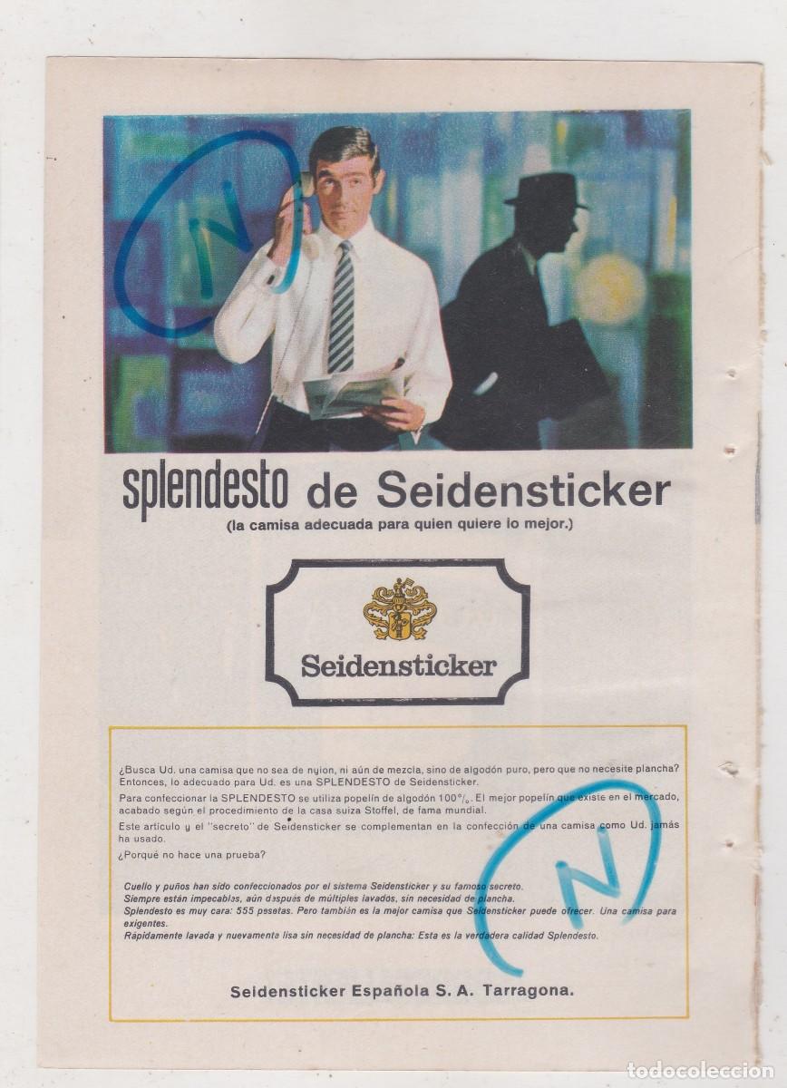 Coleccionismo de Revistas y Peri&oacute;dicos: PUBLICIDAD 1965. ANUNCIO CAMISA SPLENDESTO DE SEINDENSTICKER + GINEBRA BOOTH'S (REVERSO)