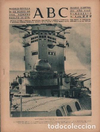 Coleccionismo de Revistas y Peri&oacute;dicos: PERIODICO ABC MADRID-SEVILLA 20 DE MARZO 1930 N&ordm;8496 MANIOBRAS NAVALES EN EL MEDITERRANEO.A-ABC-0149
