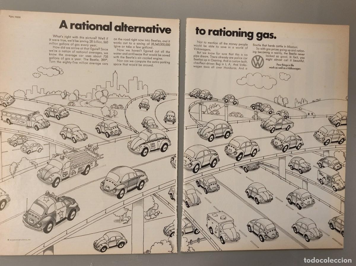 Coleccionismo de Revistas y Peri&oacute;dicos: 2 HOJAS PUBLICIDAD REVISTA ORIGINAL VINTAGE. VOLKSWAGEN BEETLE. RATIONAL ALTERNATIVE TO RATIONING GA