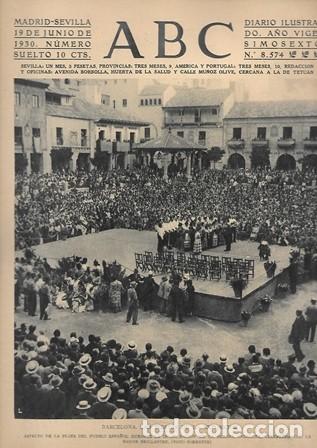 Coleccionismo de Revistas y Peri&oacute;dicos: PERIODICO ABC MADRID-SEVILLA 19 JUNIO DE 1930 N&ordm;8574 BARCELONA FIESTAS DE LA EXPOSICION.A-ABC-0189
