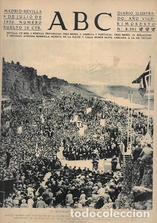 Coleccionismo de Revistas y Peri&oacute;dicos: PERIODICO ABC MADRID-SEVILLA 9 JULIO DE 1930 N&ordm;8591 EL MILENARIO DE UN PARLAMENTO. A-ABC-0194