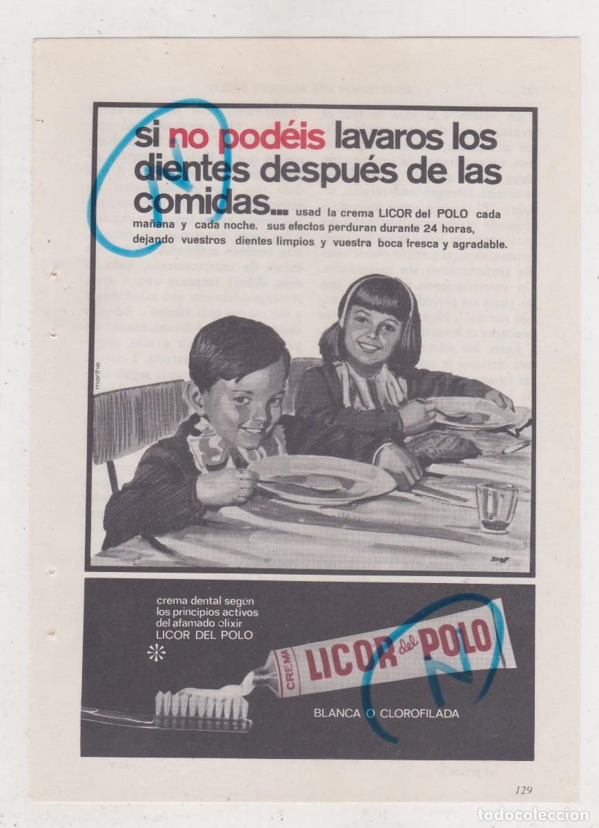 Colecionismo de Revistas e Jornais: PUBLICIDAD 1965. ANUNCIO CREMA DENTAL LICOR DEL POLO. BLANCA O CLOROFILADA