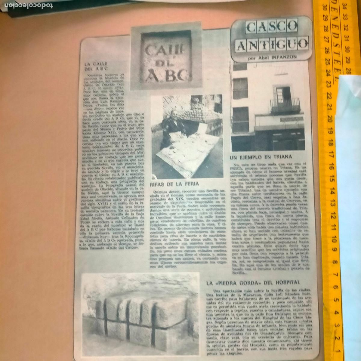 Coleccionismo de Revistas y Peri&oacute;dicos: NOTICIA SEVILLA CASCO ANTIGUO ANTONIO BURGOS - CALLE DEL ABC - RIFAS FERIA - TRIANA - PIEDRA GORDA