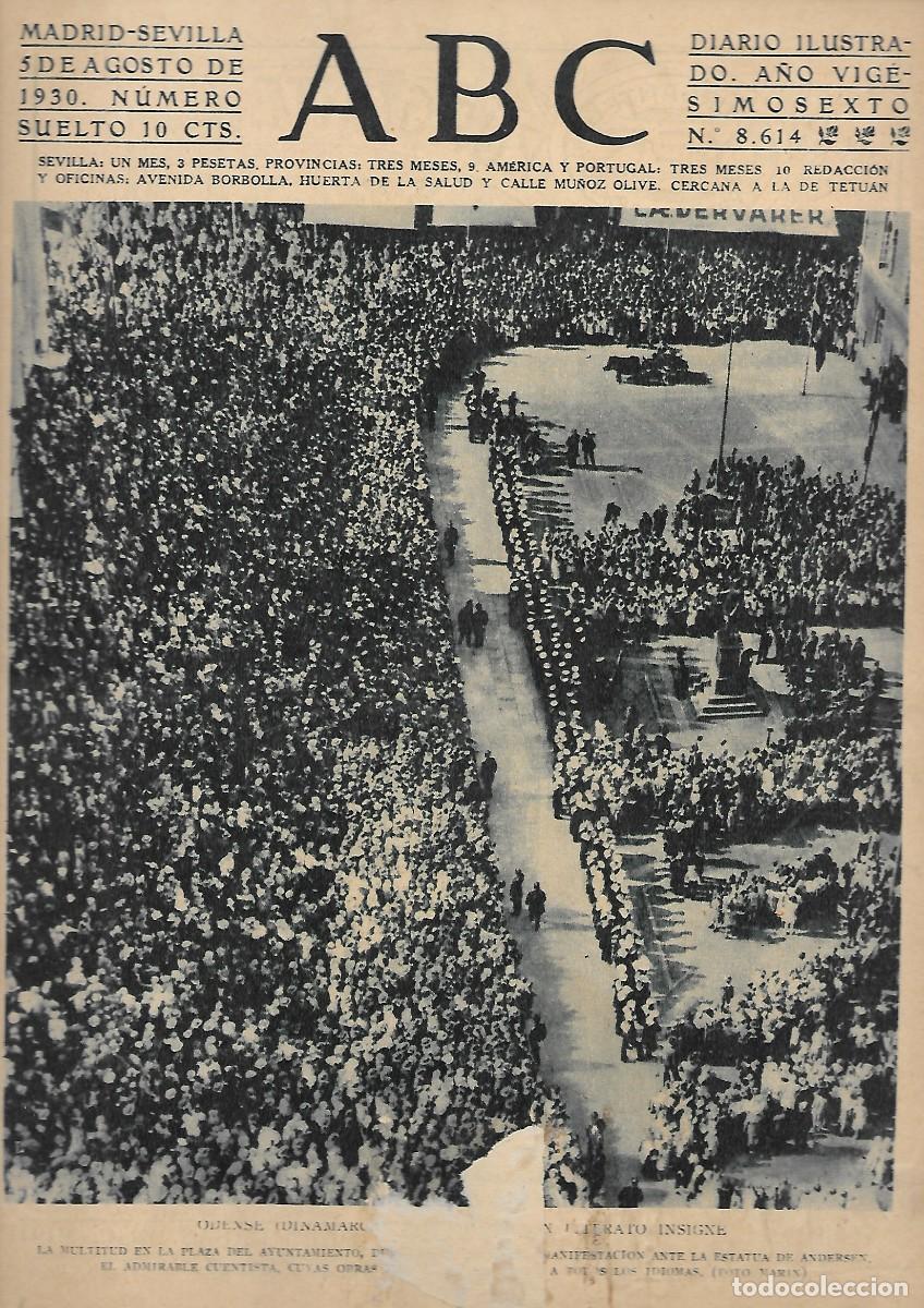 Coleccionismo de Revistas y Peri&oacute;dicos: PERIODICO ABC MADRID-SEVILLA 5 DE AGOSTO DE 1930 N&ordm;8614 ODENSE (DINAMARCA).A-ABC-0216