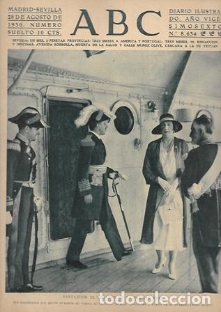 Coleccionismo de Revistas y Peri&oacute;dicos: PERIODICO ABC MADRID-SEVILLA 28 DE AGOSTO DE 1930 N&ordm;8634 SANTANDER. VERANEO FAMILIA REAL.A-ABC-0223