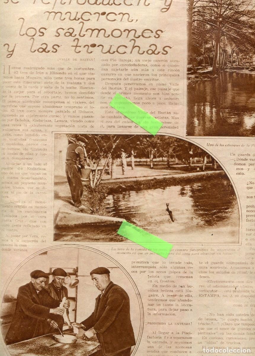 Collectionnisme de Revues et Journaux: RECORTE DE PRENSA A&Ntilde;O 1931 REPRODUCCION DE LAS TRUCHAS Y SALMONES SALMON EN EL BIDASOA