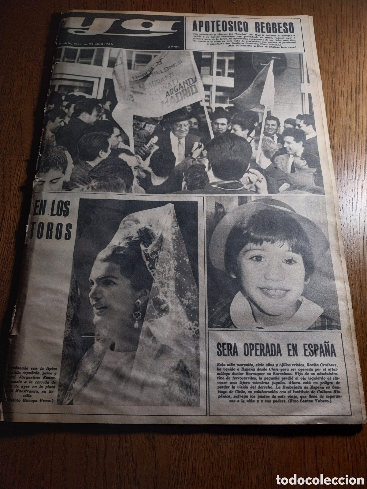 Coleccionismo de Revistas y Peri&oacute;dicos: YA 1966 R.MADRID REGRESO APOTEOSICO. ESQUIVIAS CERVANTES.