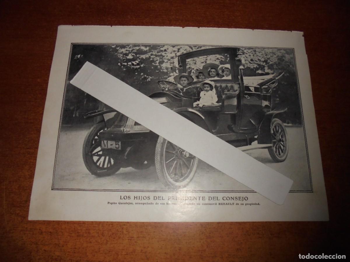 Coleccionismo de Revistas y Peri&oacute;dicos: RETAL 1911: LOS HIJOS DE JOS&Eacute; CANALEJAS, PRESIDENTE CONSEJO DE MINISTROS, EN SU RENAULT. EXPOSICI&Oacute;N