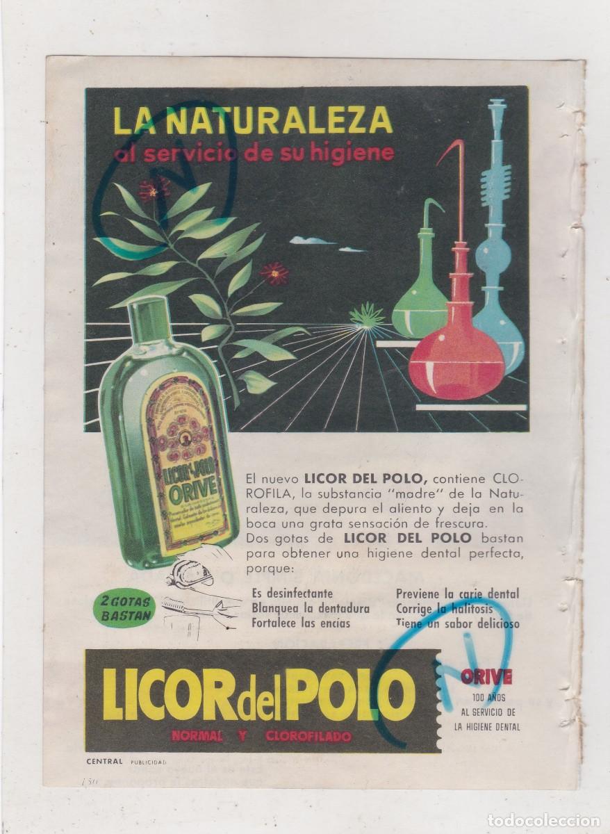 Colecionismo de Revistas e Jornais: PUBLICIDAD T 1960. ANUNCIO LICOR DEL POLO. ORIVE + LA LECHERA. LECHE CONDENSADA (REVERSO)