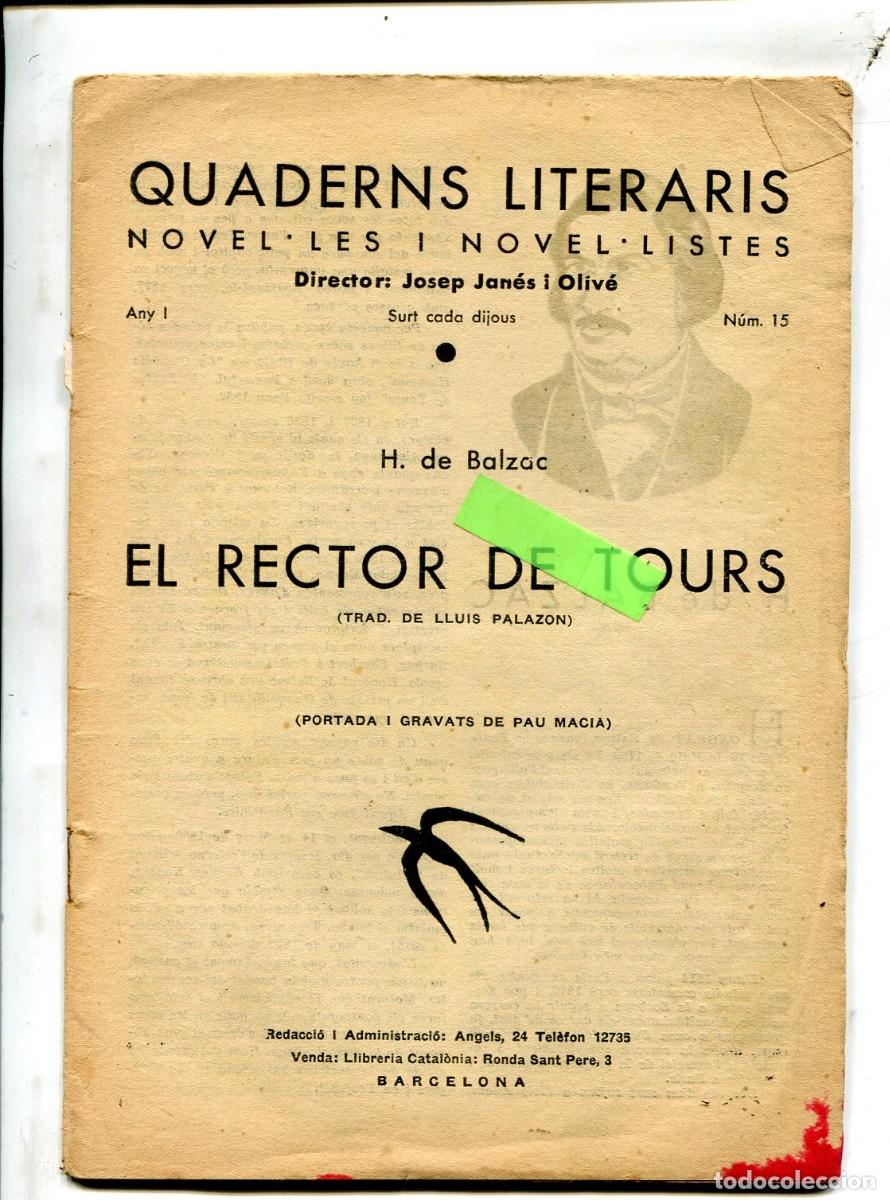 Coleccionismo de revistas y peri&oacute;dicos: NOVEL&middot;LA H. DE BALZAC EL RECTOR DE TOURS
