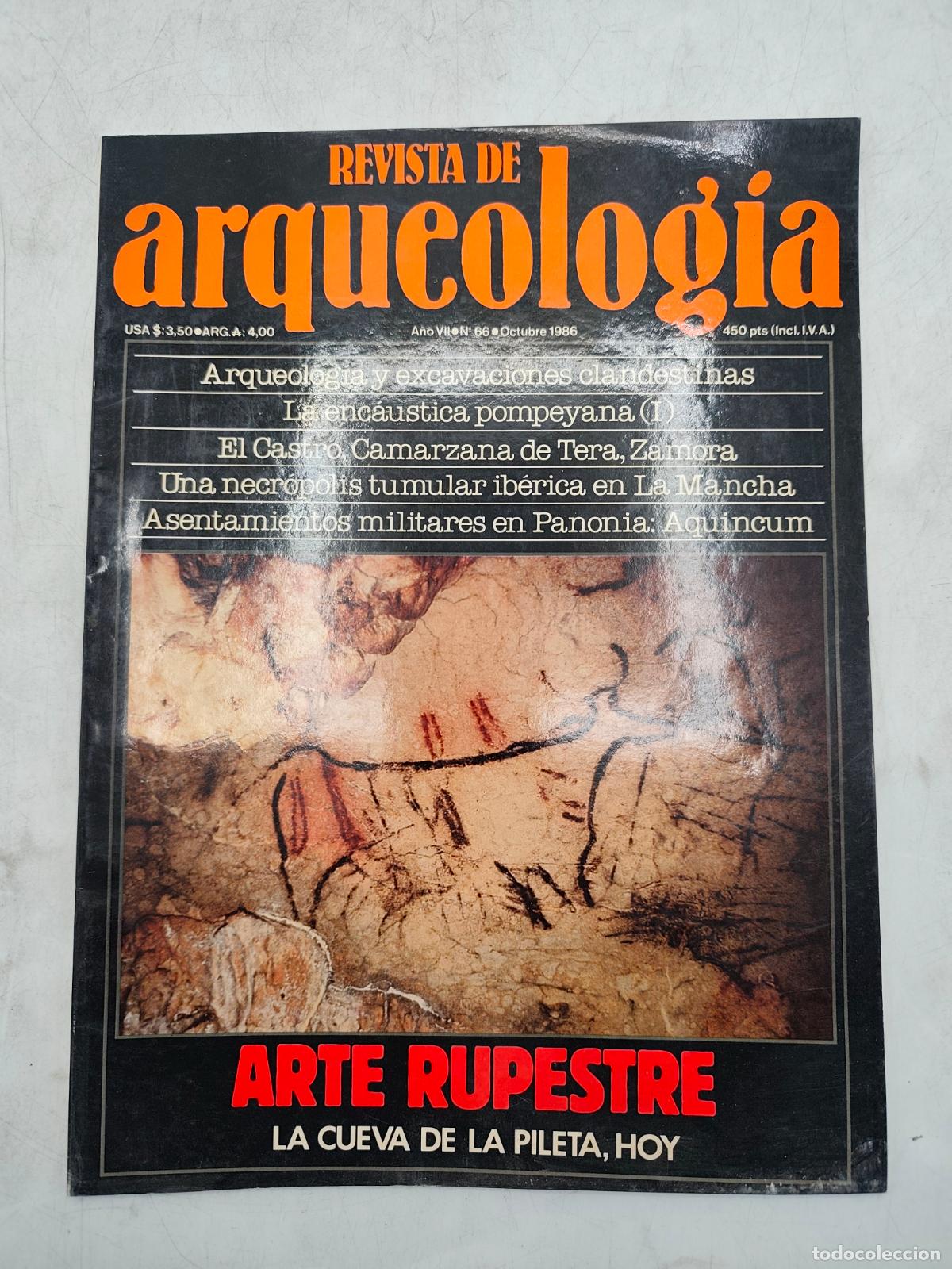 Collezionismo di Riviste e Giornali: REVISTA DE ARQUEOLOGIA N&ordm;66 1986. ARE RUPESTRE LA CUEVA DE LA PILETA, HOY. LA ENCAUSTICA POMPEYANA I