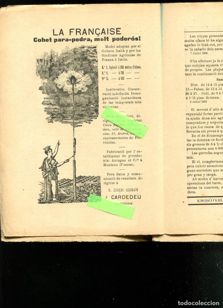 Coleccionismo de revistas y peri&oacute;dicos: REVISTA L'ART DEL PAGES A&Ntilde;O 1906 COHETE CONTRA EL GRANIZO LA FRAN&Ccedil;AISE CARDEDEU ALLS DEL VENDRELL
