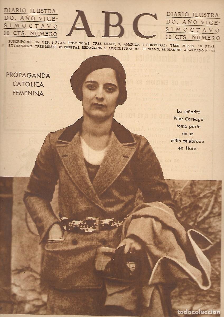 Coleccionismo de Revistas y Peri&oacute;dicos: PERIODICO ABC MADRID-SEVILLA 19 DE MARZO DE 1932 N&ordm; 9097 PROPAGANDA CATOLICA FEMENINA.A-ABC-0262