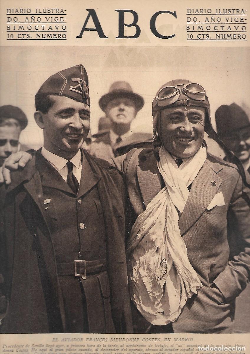 Coleccionismo de Revistas y Peri&oacute;dicos: PERIODICO ABC MADRID-SEVILLA 22 DE ABRIL DE 1932 N&ordm; 9126 AVIADOR FRANCES DIEUDONNE COSTES.A-ABC-0267