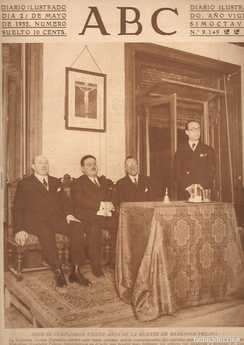 Coleccionismo de Revistas y Peri&oacute;dicos: PERIODICO ABC MADRID-SEVILLA 21 DE MAYO DE 1932 N&ordm;9150 ANIVERSARIO 20 A&Ntilde;OS DE MUERTE.A-ABC-0279
