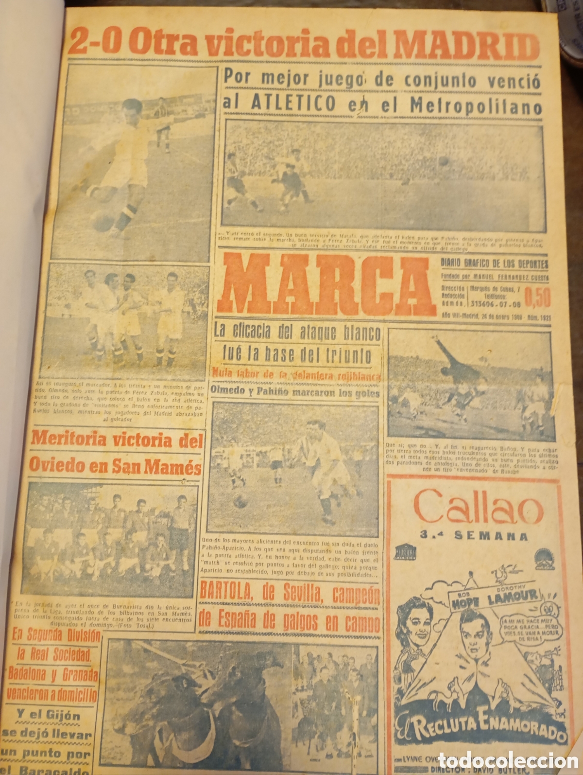 Coleccionismo de Revistas y Peri&oacute;dicos: 1949 Grande tomo encuadernado peri&oacute;dico deportivo Marca