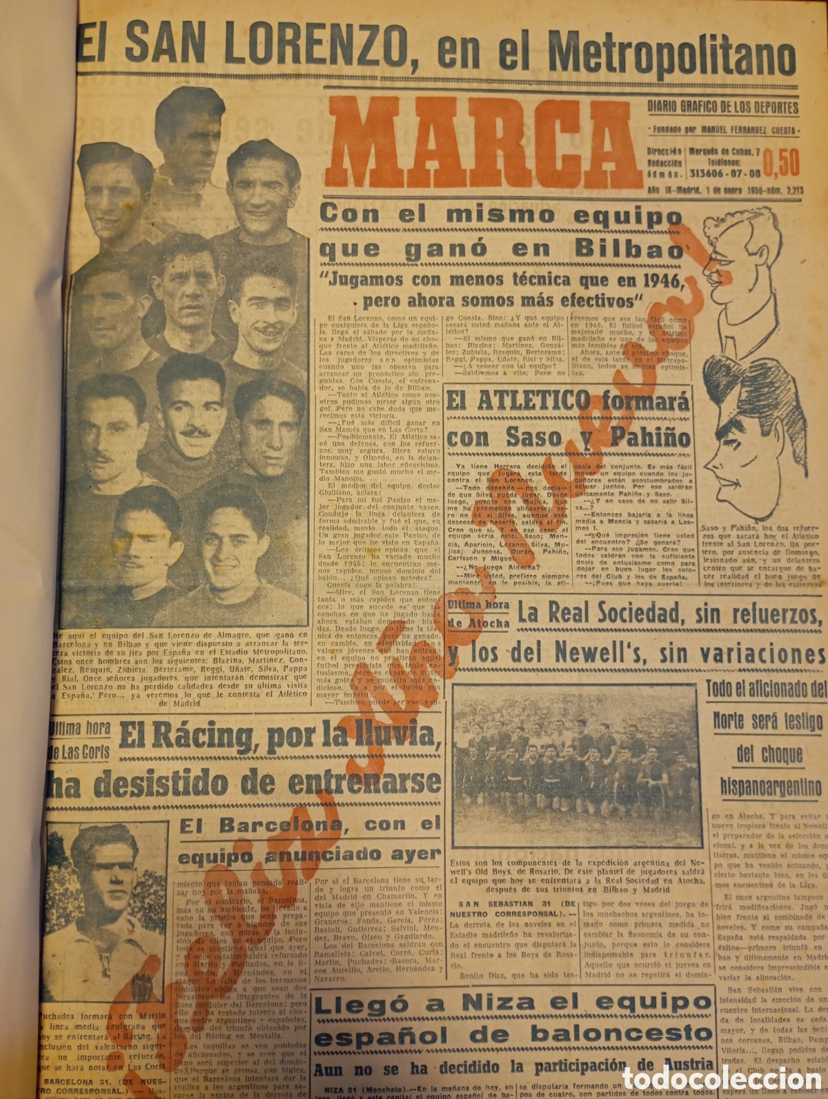 Colecionismo de Revistas e Jornais: 1950 Peri&oacute;dico deportivo Marca 1950 grande tomo encuadernado