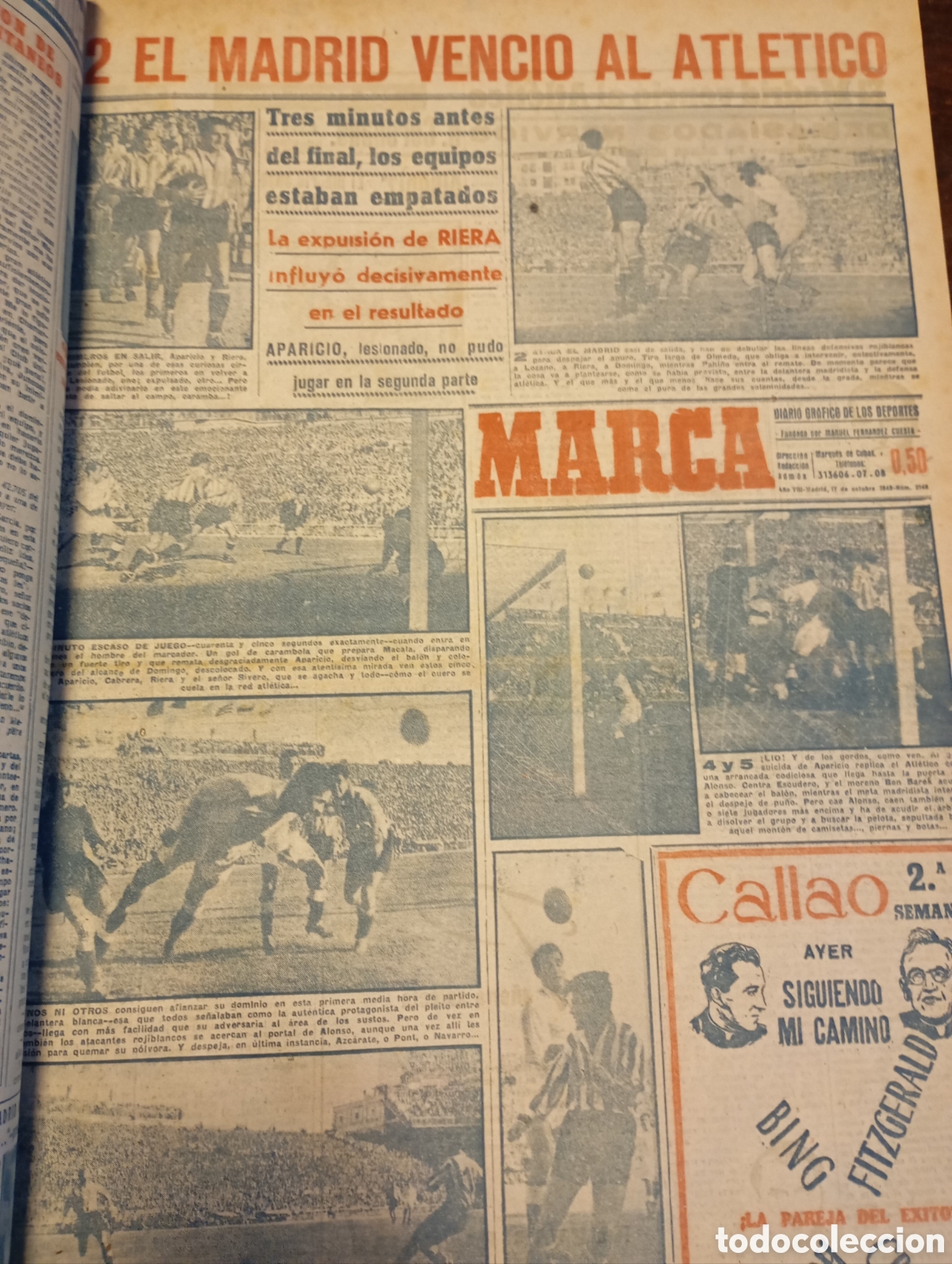 Coleccionismo de Revistas y Peri&oacute;dicos: 1949 grande tomo encuadernado peri&oacute;dico deportivo Marca