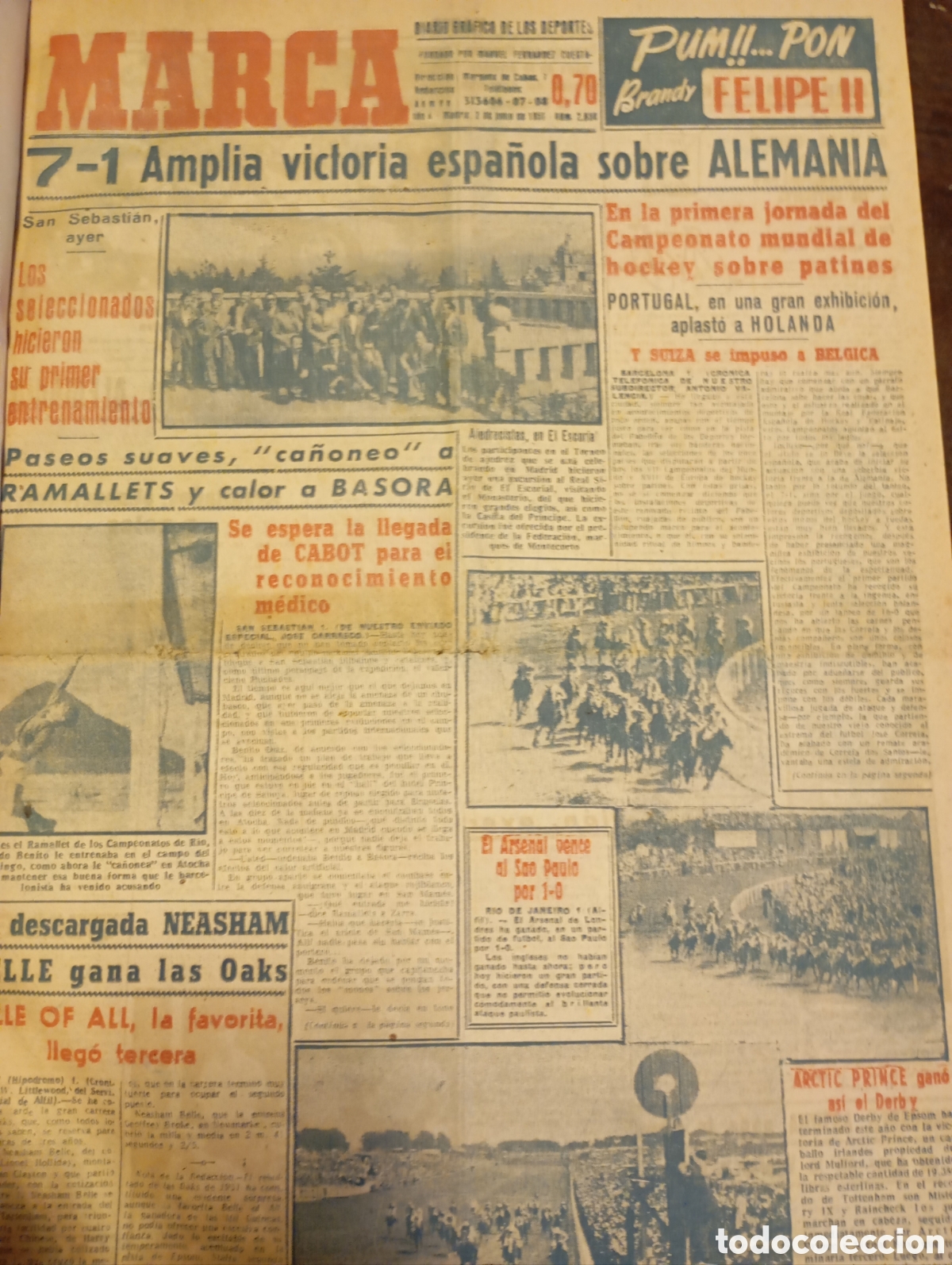Coleccionismo de Revistas y Peri&oacute;dicos: 1951 peri&oacute;dico deportivo Marca grande tomo encuadernado