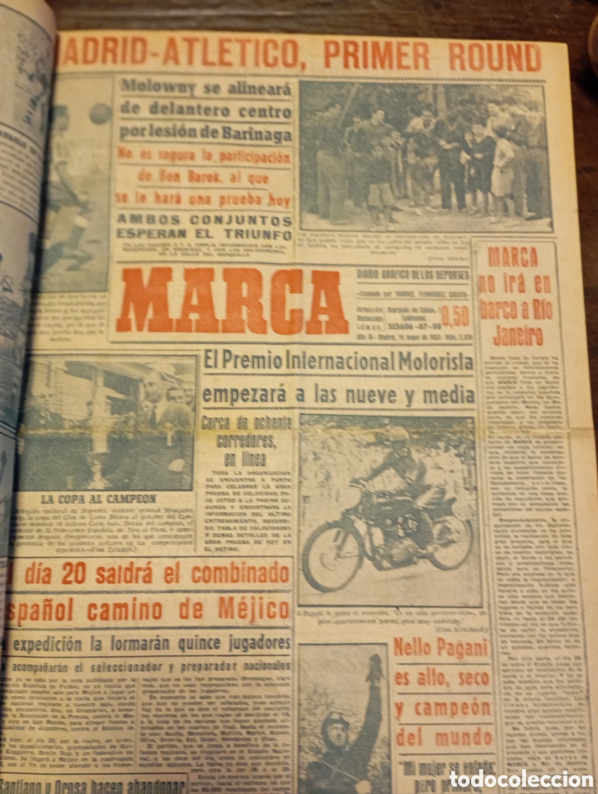Coleccionismo de Revistas y Peri&oacute;dicos: 1950 Peri&oacute;dico deportivo Marca grande tomo encuadernado