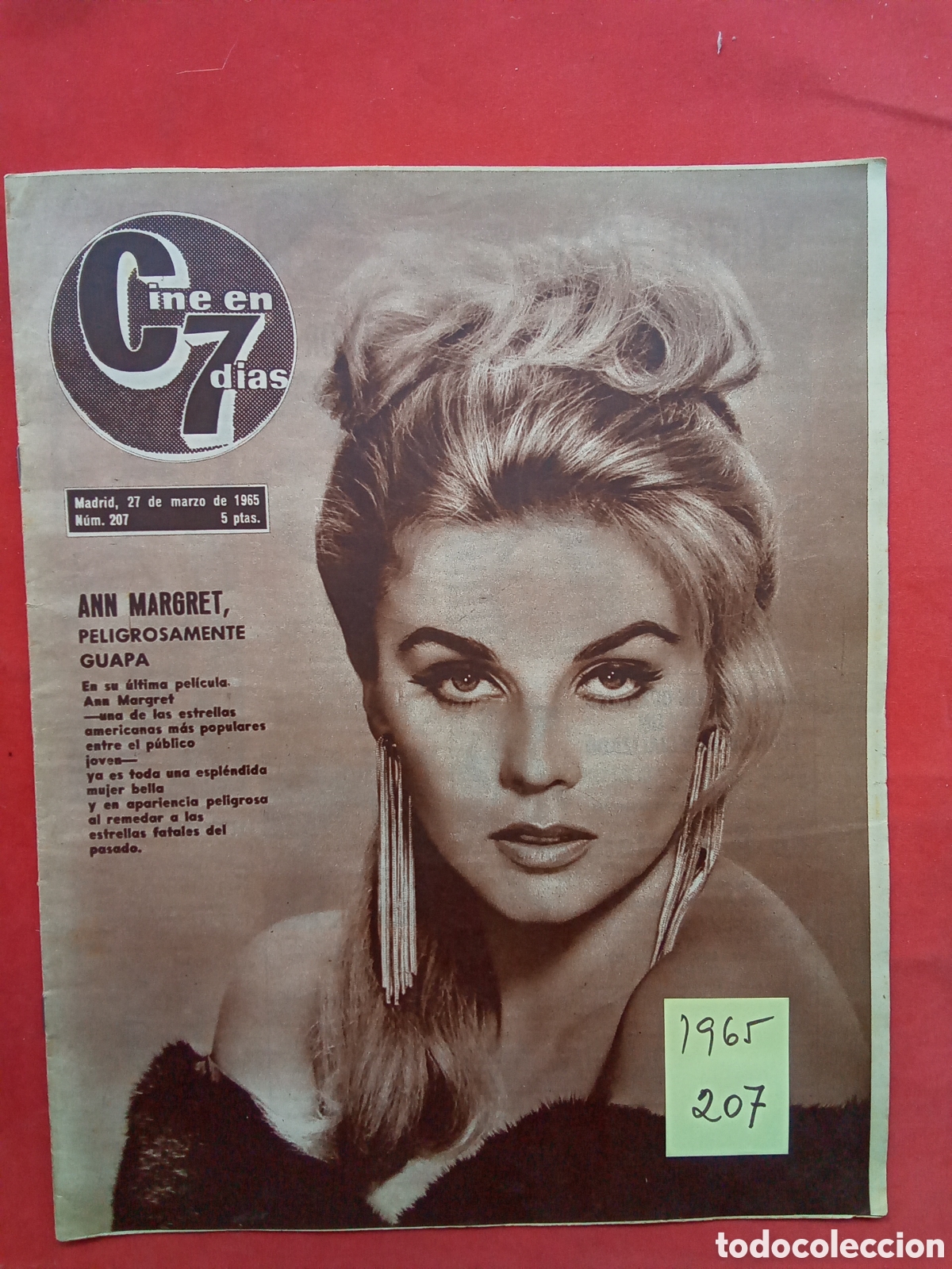 Coleccionismo de Revistas y Peri&oacute;dicos: CINE EN 7 DIAS . N&deg;.207 FECHA:27/3/1965