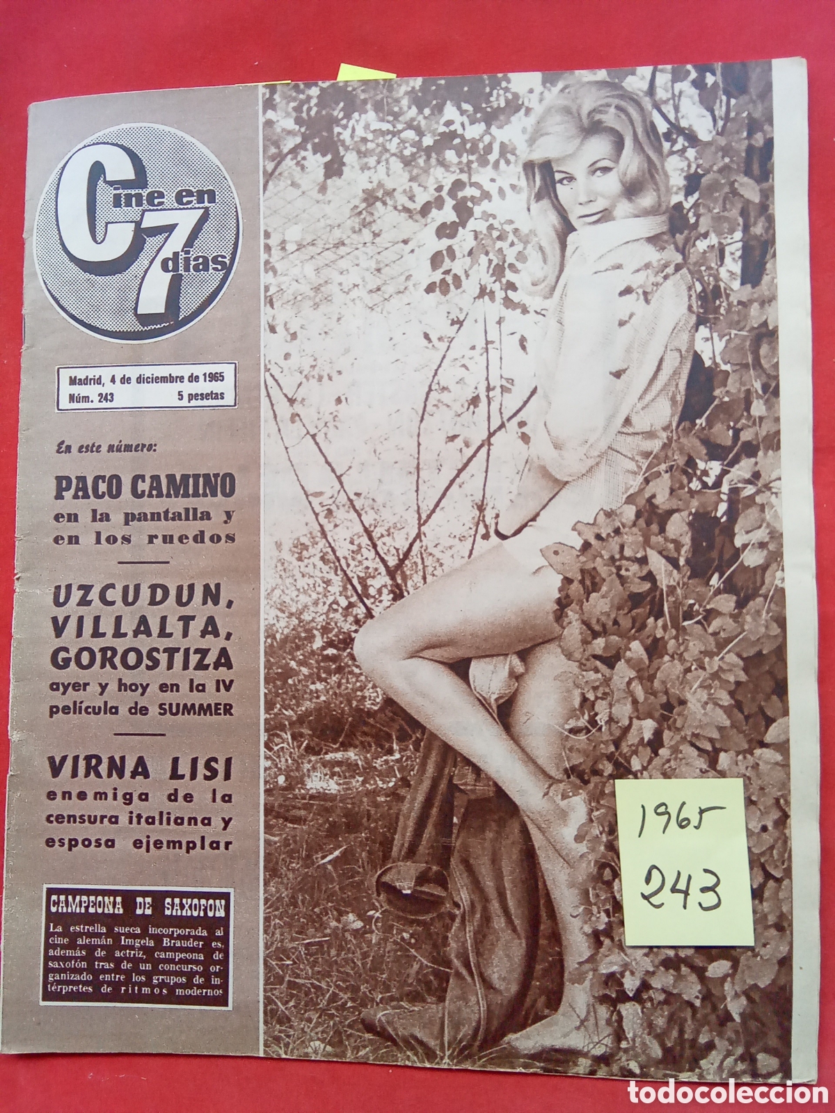 Colecionismo de Revistas e Jornais: CINE EN 7 DIAS . N&deg;243. FECHA:4/12/1965