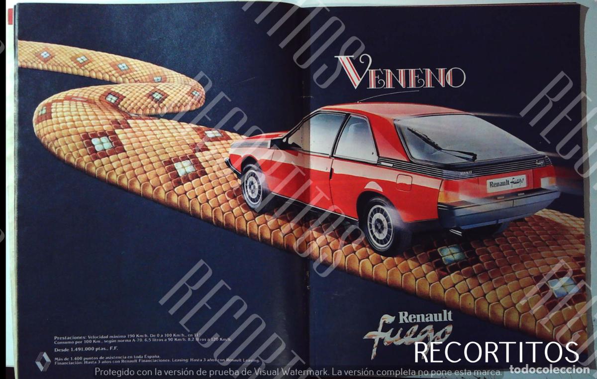 Coleccionismo de Revistas y Peri&oacute;dicos: RENAULT FUEGO VENENO ANUNCIO PUBLICIDAD