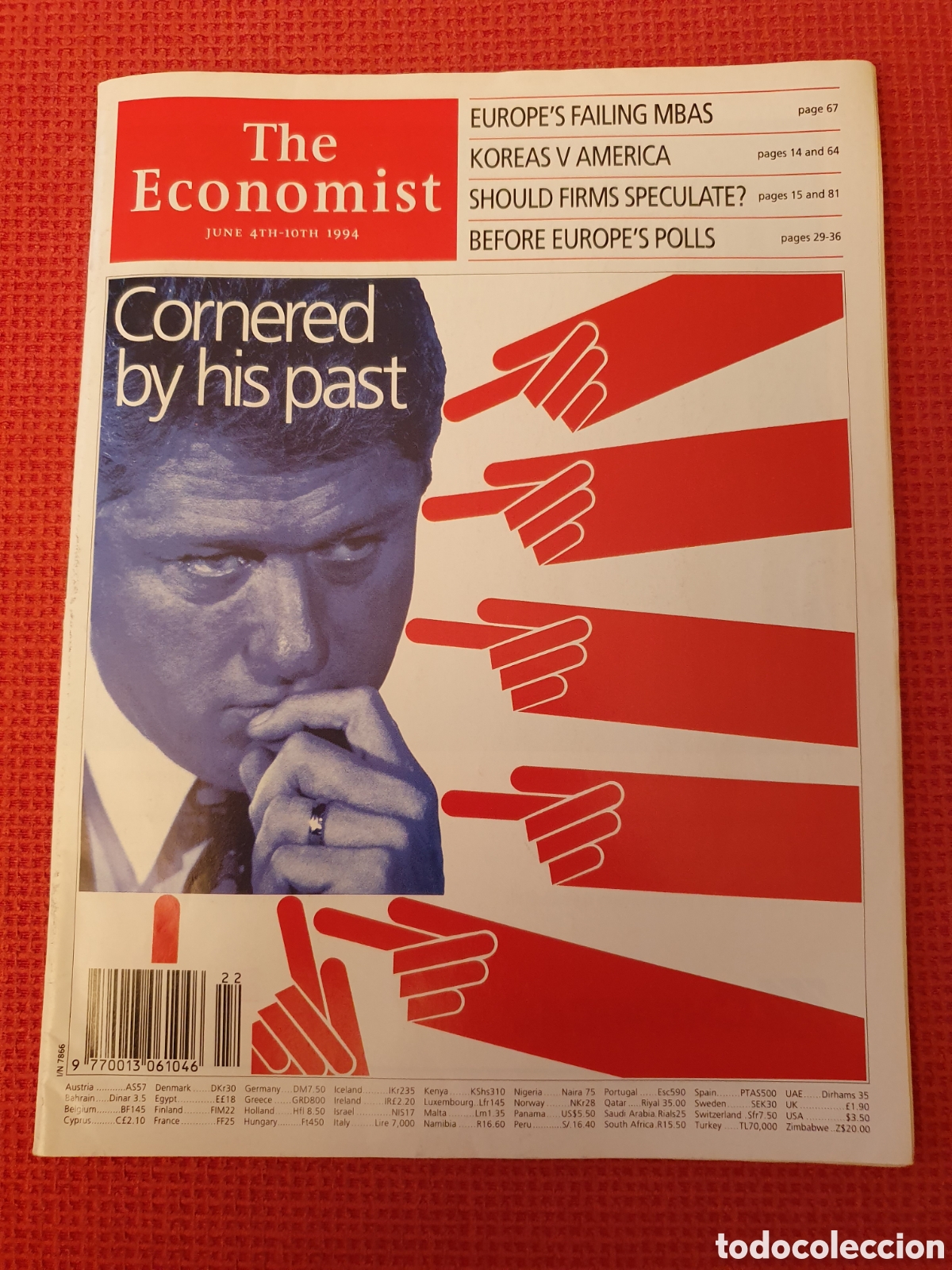 Collection Magazines and Newspapers: THE ECONOMIST VOLUME 331 N&ordm; 7866 - JUNE 1994- CORNERED BY HIS PAST