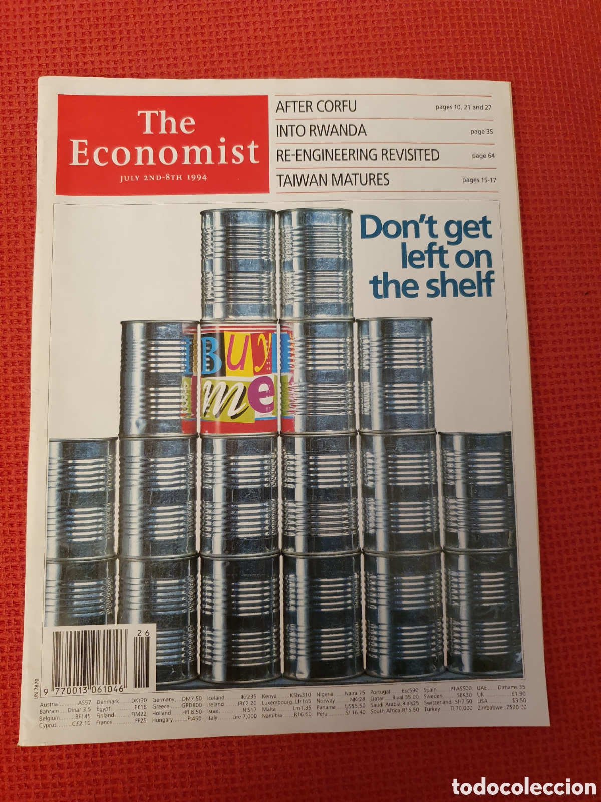 Collection Magazines and Newspapers: THE ECONOMIST VOLUME 332 N&ordm; 7870 - JULY 1994- DON'T GET LEFT ON THE SHELF