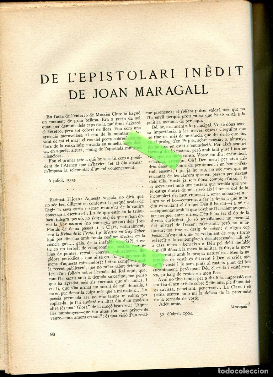 Collezionismo di Riviste e Giornali: REVISTA ANY 1933 EPISTOLARI INEDIT DE MARAGALL POMEIUS GENER POMPEU EMILIA BERNAL ALFONS MASERAS