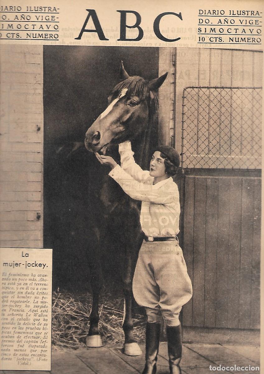 Coleccionismo de Revistas y Peri&oacute;dicos: PERIODICO ABC MADRID-SEVILLA 8 DE JULIOS DE 1932 N&ordm;19190 LA MUJER-JOCKEY.A-ABC-0293