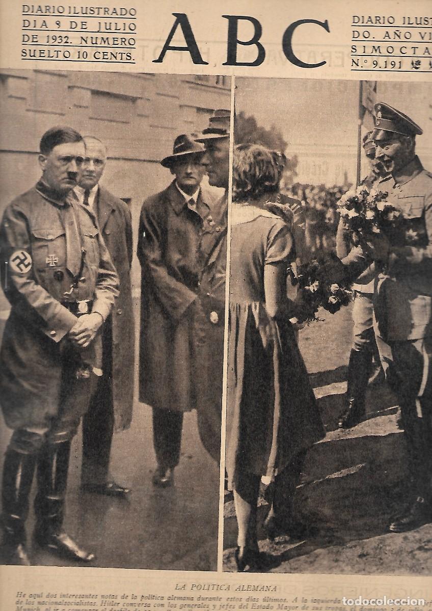 Coleccionismo de Revistas y Peri&oacute;dicos: PERIODICO ABC MADRID-SEVILLA 9 DE JULIO DE 1932 N&ordm;9191 LA POLITICA ALEMANA.A-ABC-0294