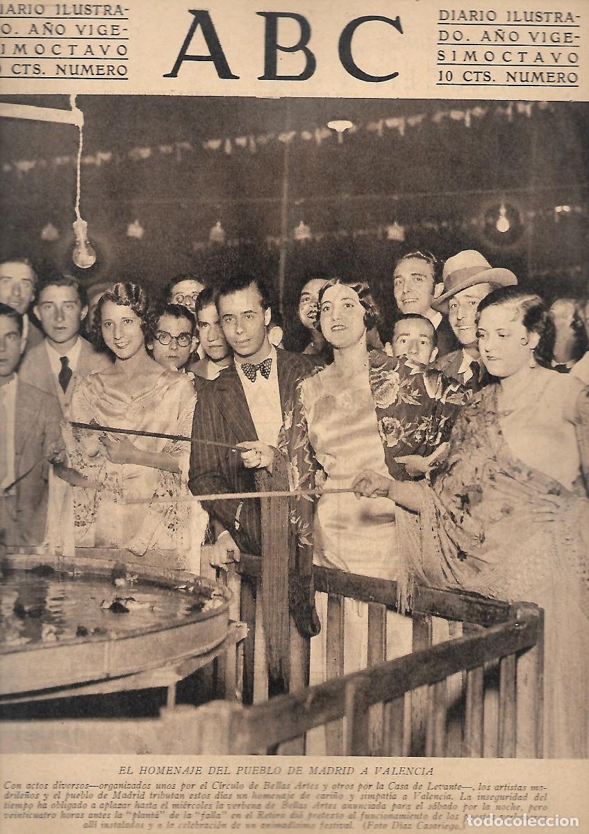 Coleccionismo de Revistas y Peri&oacute;dicos: PERIODICO ABC MADRID-SEVILLA 16 DE JULIO 1932 N&ordm;9197 HOMENAJE DE MADRID A VALENCIA.A-ABC-0299